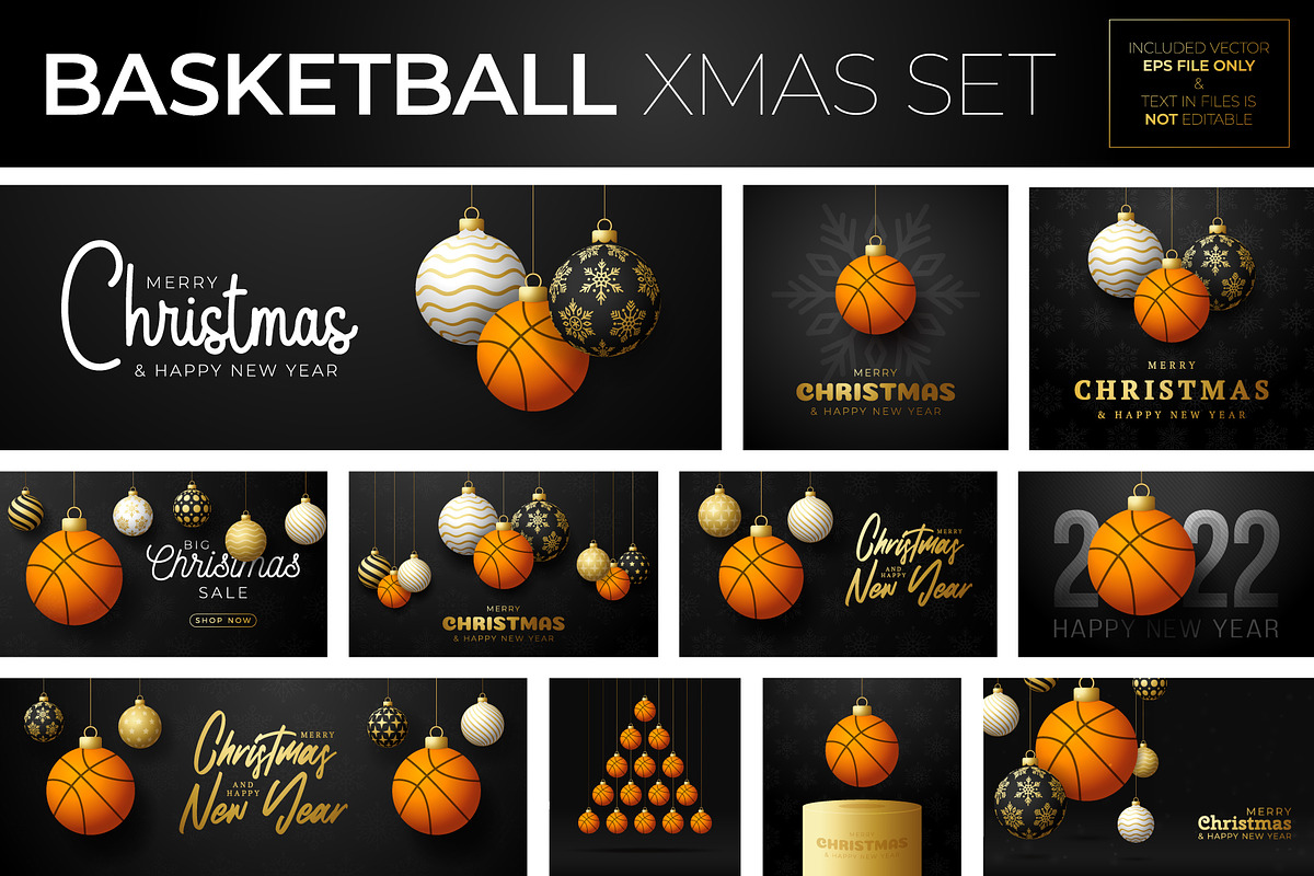 Basketball Christmas card set, a Decorative Illustration by Lunarts Studio