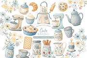 Cute Baking Watercolor Clipart, an Illustration by MockupWizard (Thumbnail 1 of 5)
