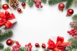 Christmas winter holiday frame with gift boxes, a Holiday Photo by Olena Rudo