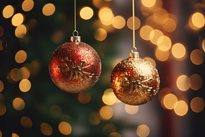 Christmas decoration on bokeh backgr, a Photo by Iftikhar Alam