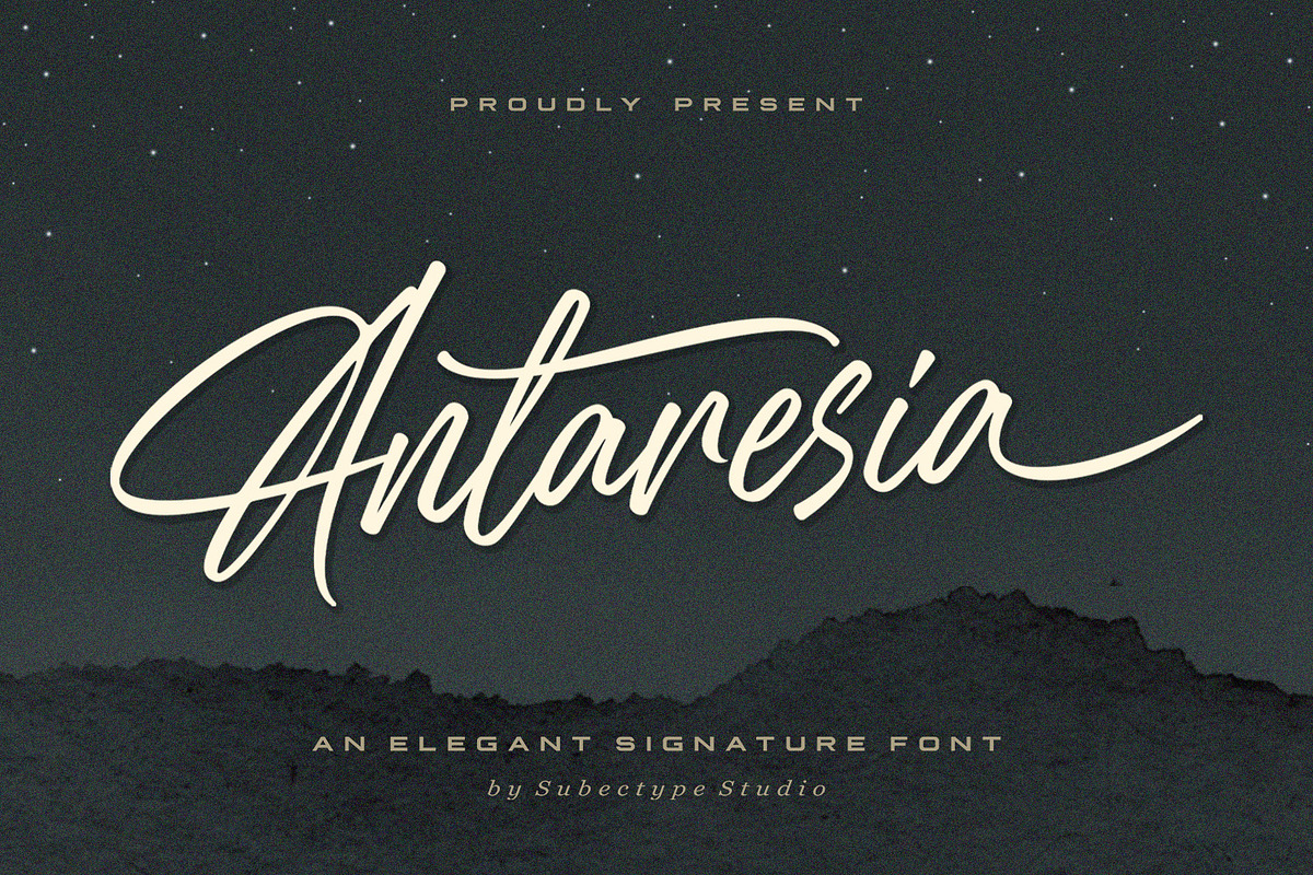 Elegant Signature Font - Antaresia, a Script Font by Subectype Studio (Photo 1 of 9)
