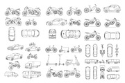 Vehicles and Transportation Line Art, a Transportation Illustration by MkStudio (Thumbnail 1 of 3)