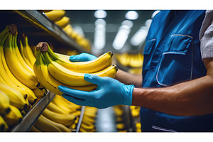 A worker wearing gloves handling, a Food & Drink Photo by Igor Tichonow