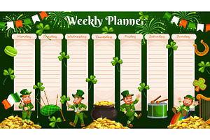 Weekly Planner With Leprechauns