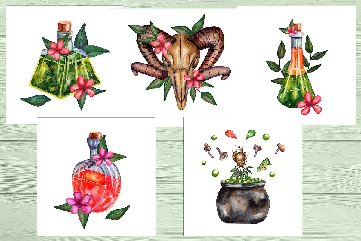 Magic, witchcraft, and Halloween, an Education Illustration by Olha's watercolor (Photo 5 of 19)
