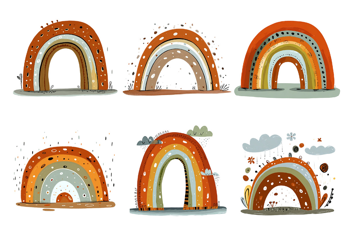 Cute Boho Retro Rainbow Clipart, a Seasonal Illustration by Designworld (Photo 4 of 9)