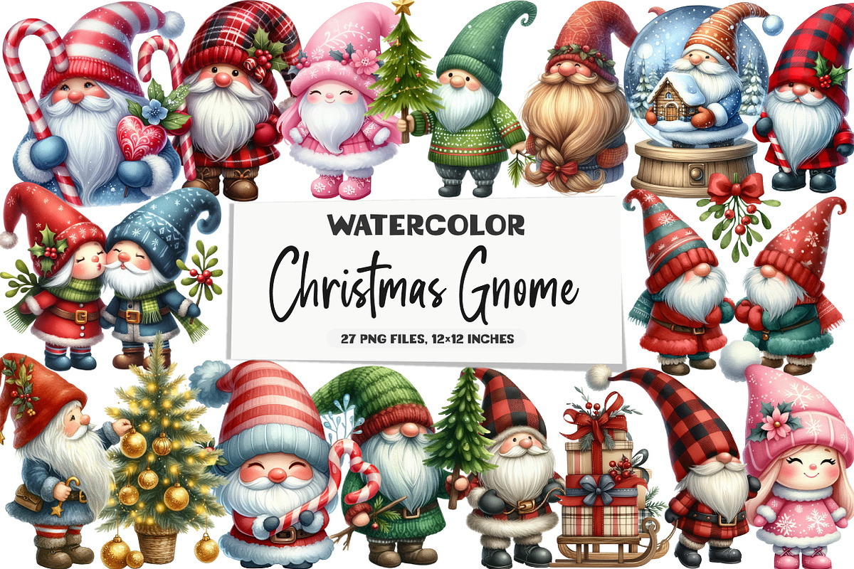 Christmas Gnome Sublimation Clipart, an Illustration by DreamArtGraphic (Photo 1 of 5)