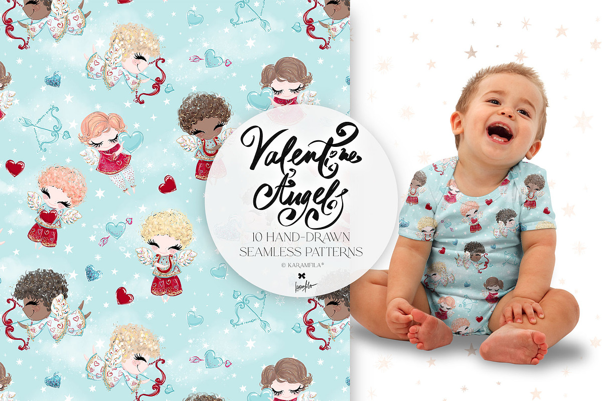Valentine Cupid Seamless Patterns, a Pattern Graphic by KaramfilaS (Photo 8 of 12)