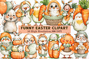 Watercolor Funny Easter Clipart, an Illustration by Sublimation Artist (Thumbnail 1 of 7)