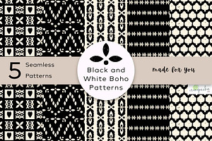 Black and White Boho Pattern Bundle, a Pattern Graphic by irenepachadesign