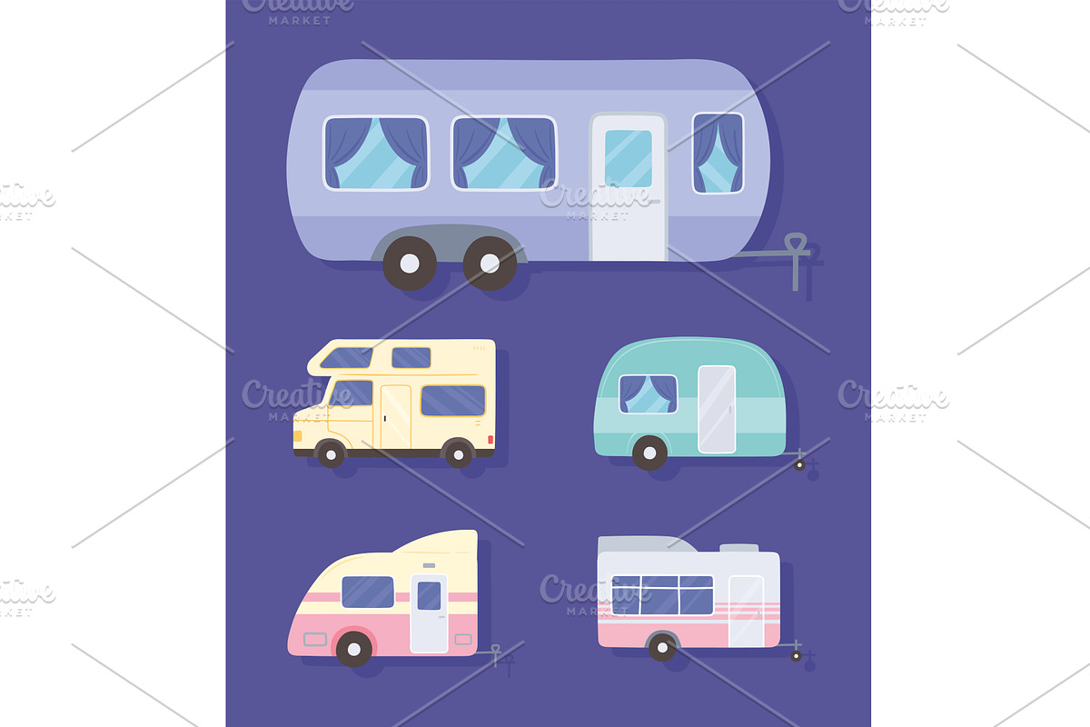 different trailer camping, a Transportation Illustration by studiogstock