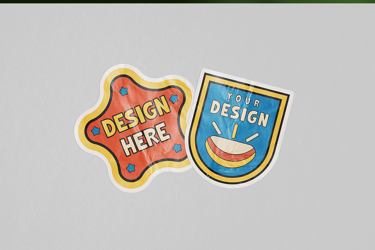 Retro Sticker Mockup, a Merchandise Mockup by Artlogs x Modaldesain (Photo 3 of 3)