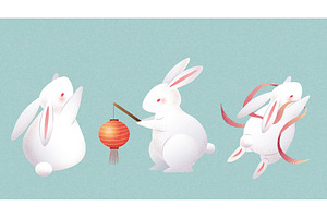 Element Set Of Cute Rabbits