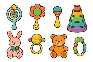 Colorful baby toys arranged with a, an Object Illustration by ZinetroN