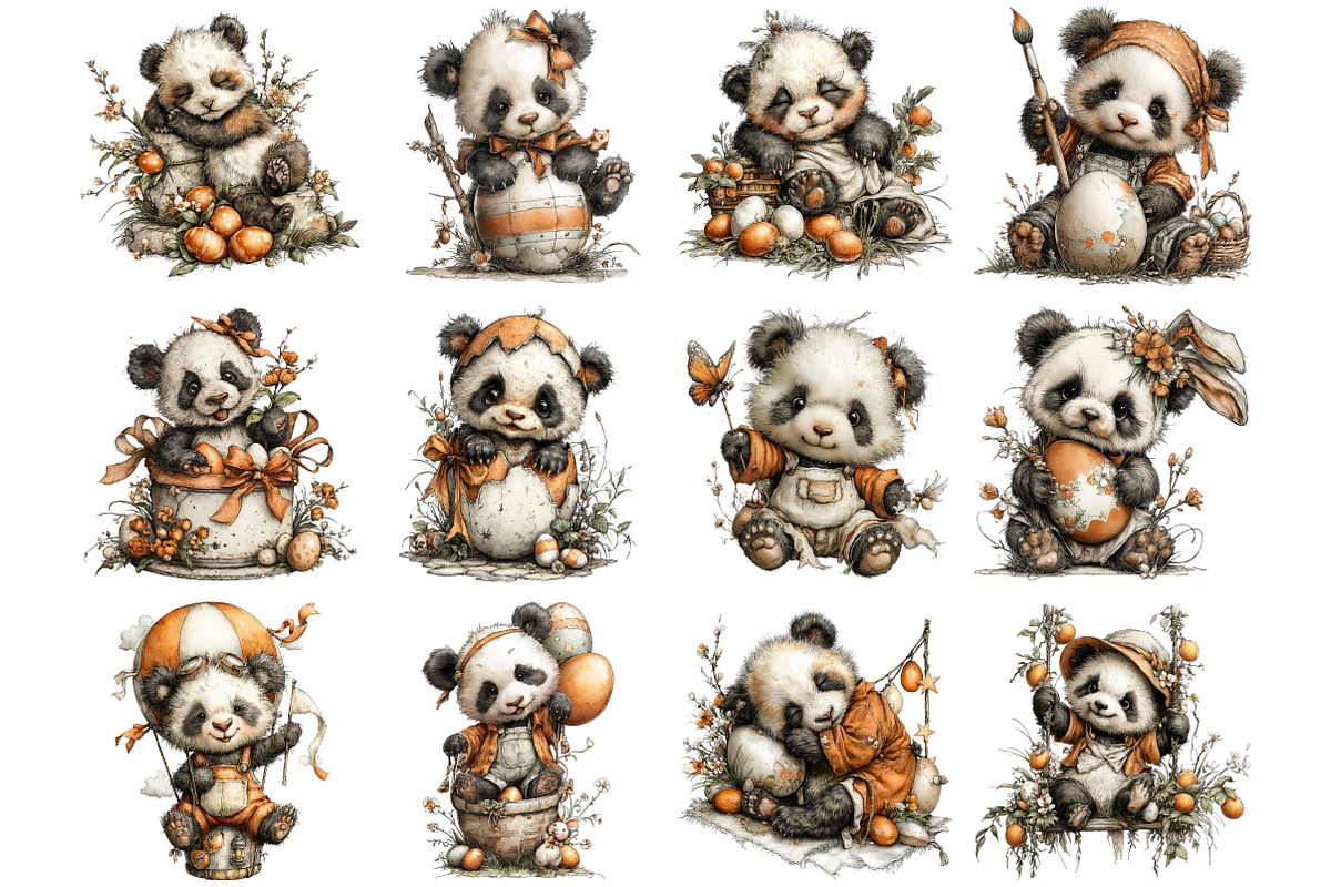 Whimsical Easter Panda Clipart, a Graphic by CitraGraphics (Photo 4 of 5)
