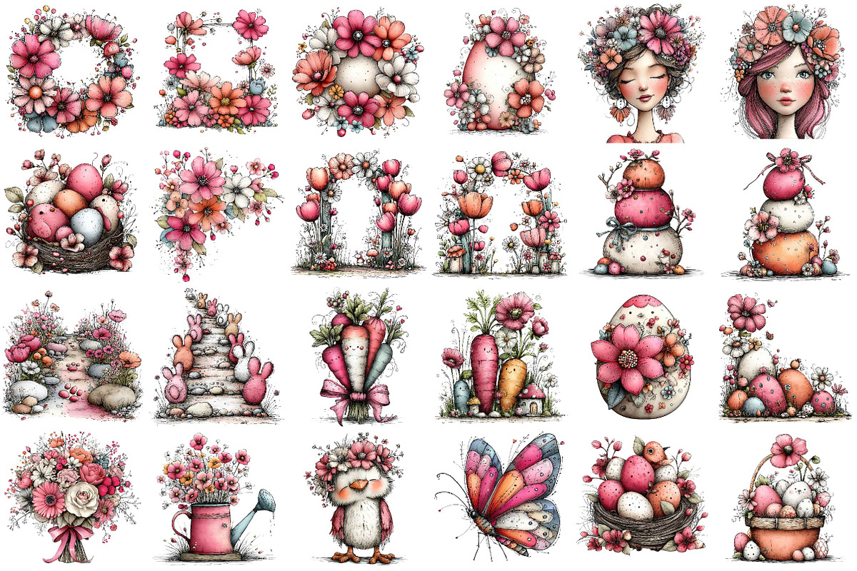 Whimsical Spring Easter Clipart, an Illustration by DreamPrint404 (Photo 2 of 5)