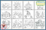Cozy Christmas Gnomes Coloring Pages, a Seasonal Illustration by EduEnrich (Thumbnail 3 of 3)