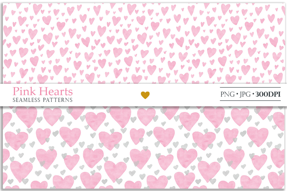 Pink hearts seamless patterns, a Pattern Graphic by Luba Vega (Photo 3 of 9)