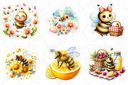 Watercolor Summer Yellow Bee Clipart, an Illustration by DreamPrint404 (Thumbnail 4 of 5)