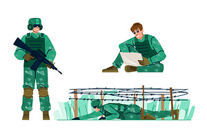 Military soldier training, duty and, a Person Illustration by pikepicture