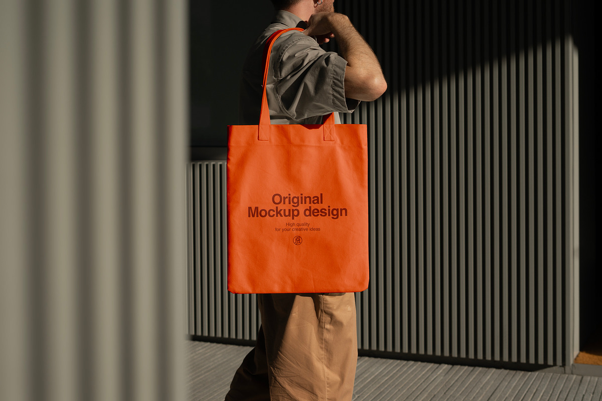 Tote Bag Mockup Urban Style, a Merchandise Mockup by eezo (Photo 3 of 4)