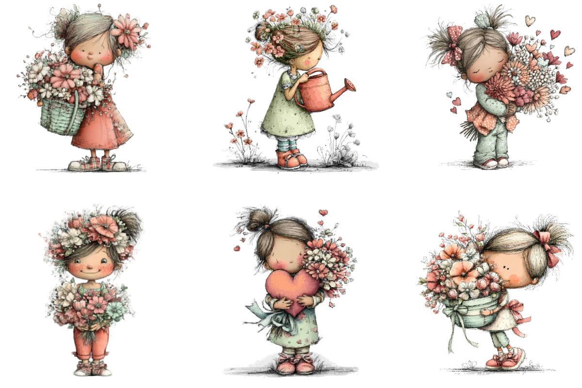 Mother’s Day Clipart Little Girl, a Seasonal Illustration by Designking (Photo 3 of 5)