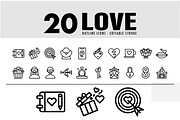 20 love line icon black and white, an Outline Icon by khalwa.studio (Thumbnail 1 of 3)