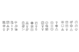 Collection of simple icons depicting, an Illustration by ZinetroN