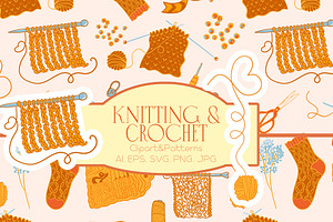 Knitting & Crochet clipart patterns, a Work Illustration by Carpet Tapete Pretzel