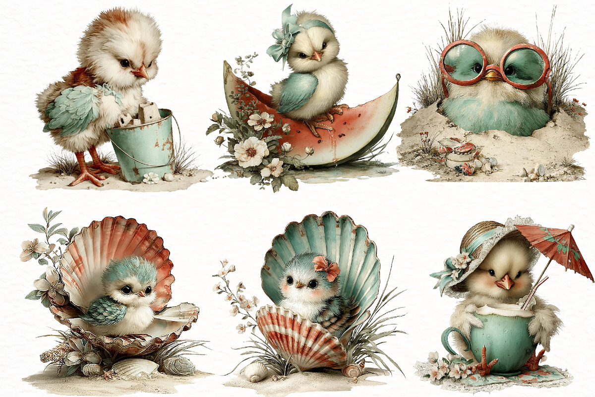 Whimsical Summer chick Clipart, an Illustration by Designworld (Photo 5 of 8)