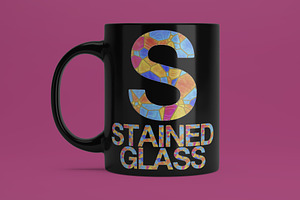 Stained Glass Font & PNG Set