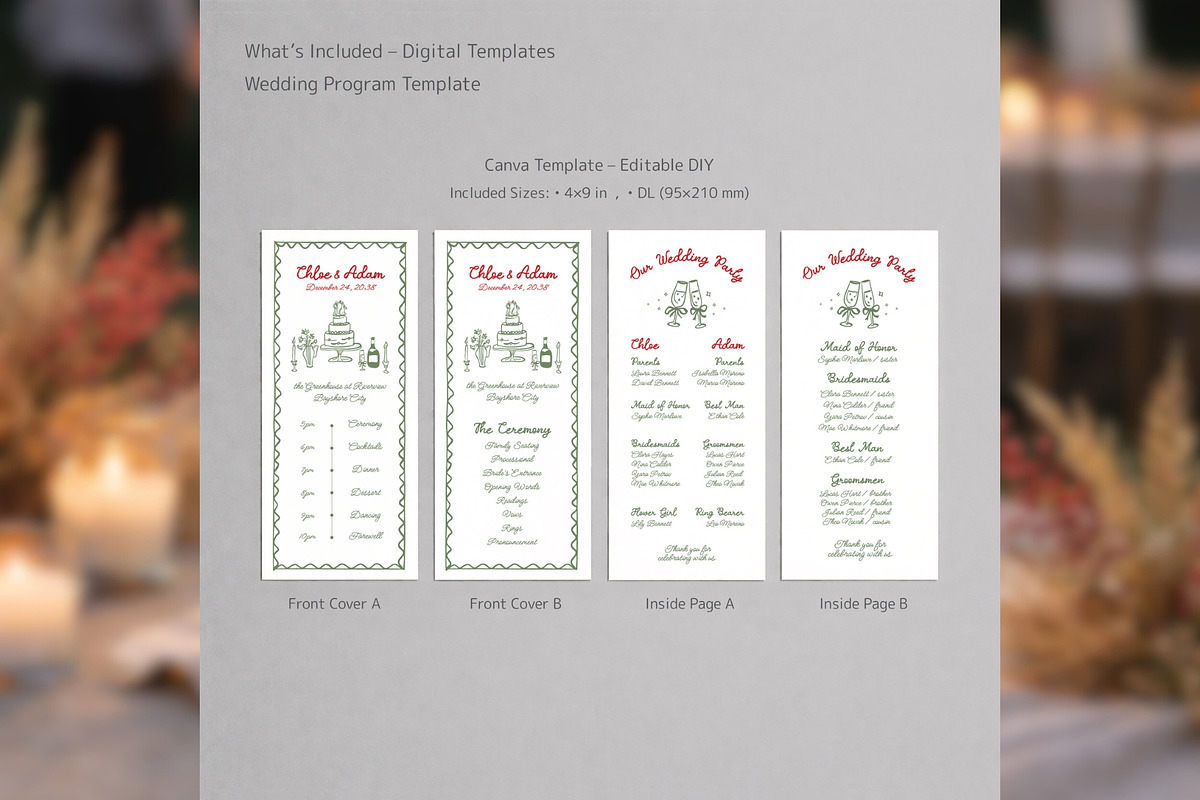Wedding Program Canva Template bd003, a Card Template by TyphoonStudio (Photo 3 of 9)