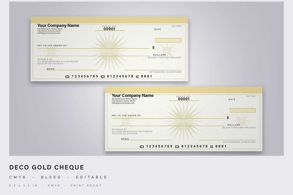 Gold Business Check Template, a Stationery Template by DesignerCandies (Photo 1 of 2)