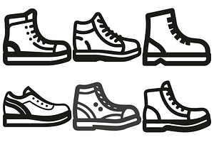Stylized shoe icons, showcasing, an Object Graphic by Billah Hub