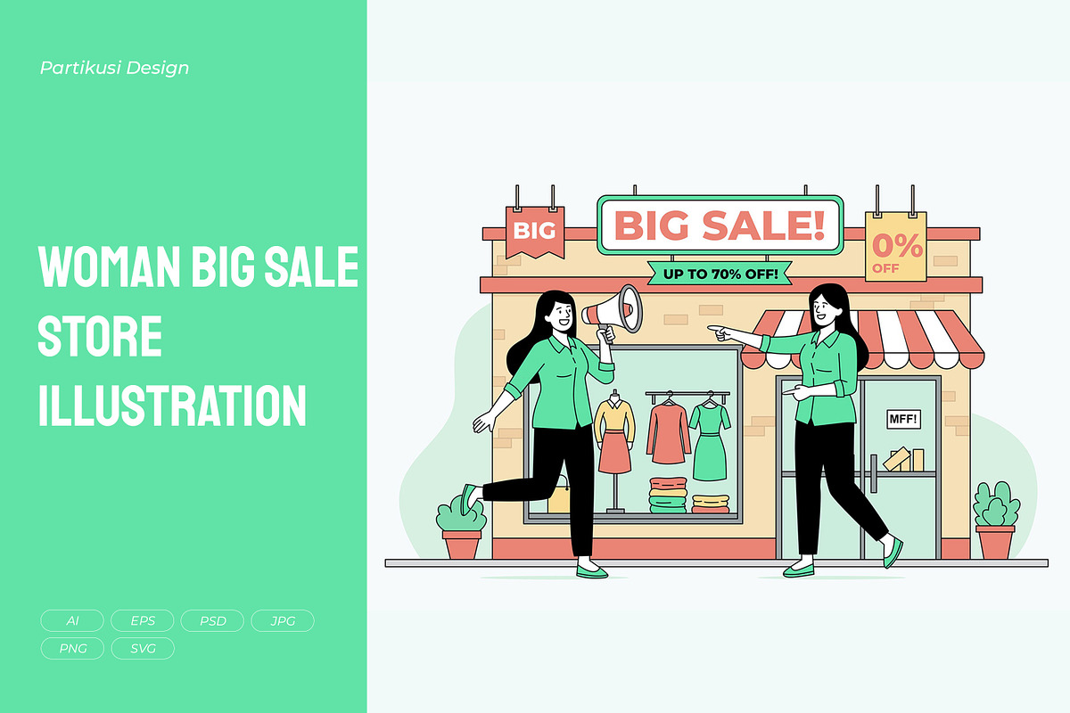 Woman Big Sale Store Illustration, a Person Illustration by Partikusi Design (Photo 1 of 3)