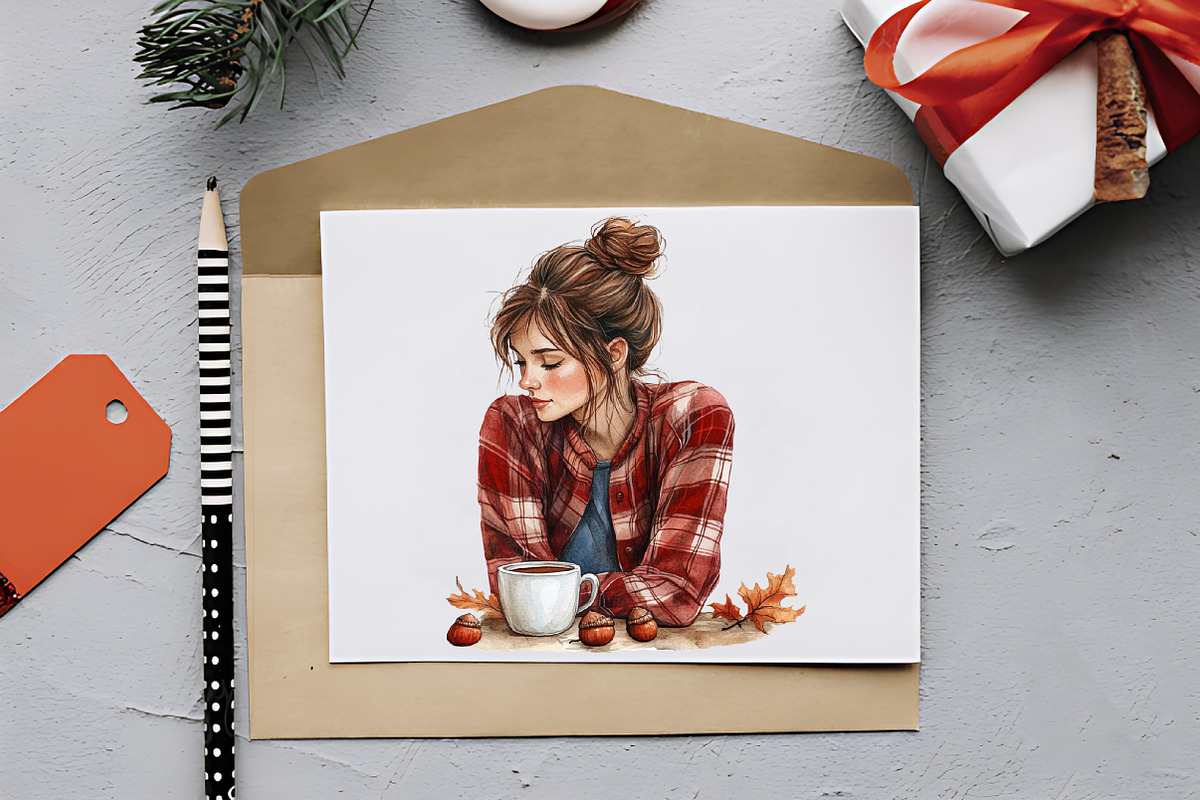 Cozy Autumn Coffee Girl Clipart Bund, an Illustration by RobertsArt (Photo 3 of 7)