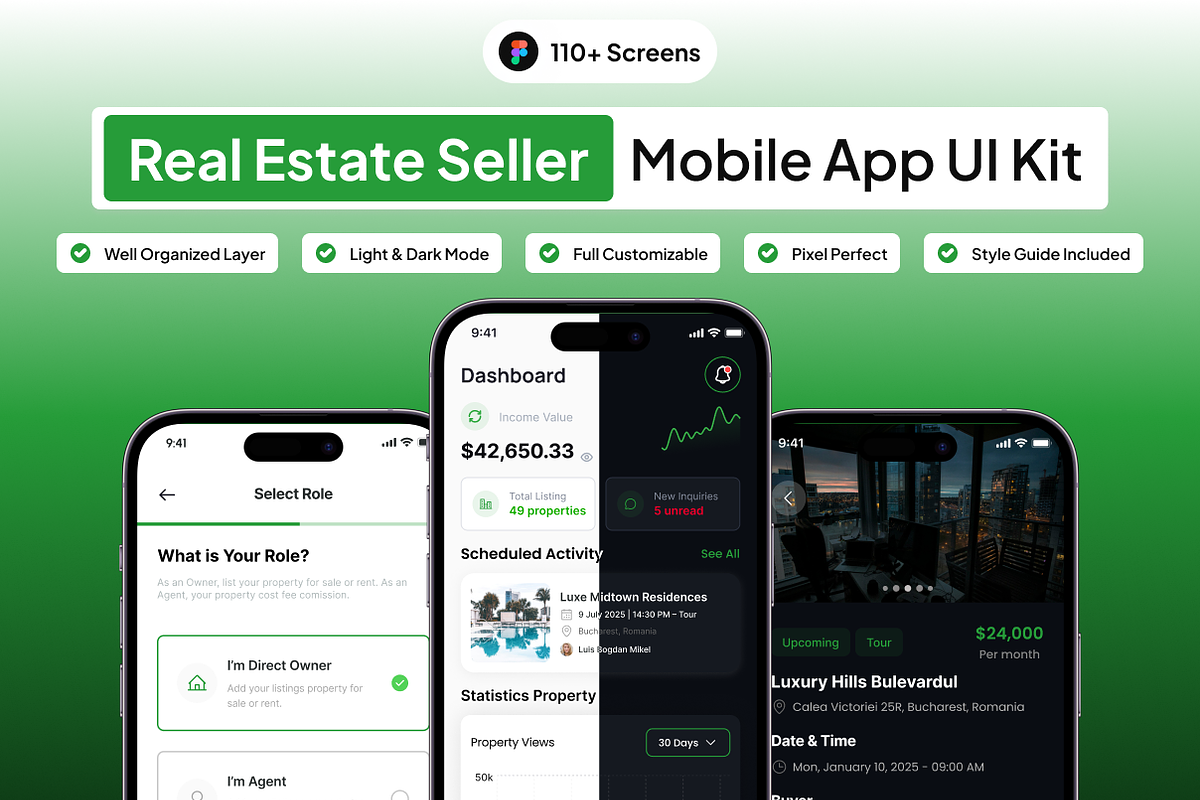 Real Estate Seller Mobile App UI Kit