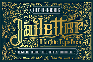 Jailetter Typeface + Extras, a Blackletter Font by Graptail