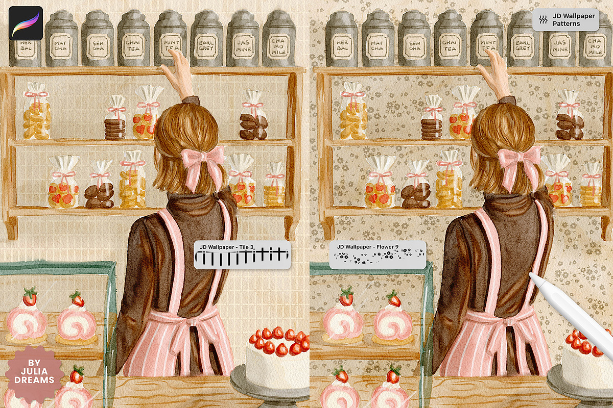 Wallpaper Pattern Procreate Brushes, a Brush Add-On by Julia Dreams (Photo 8 of 8)