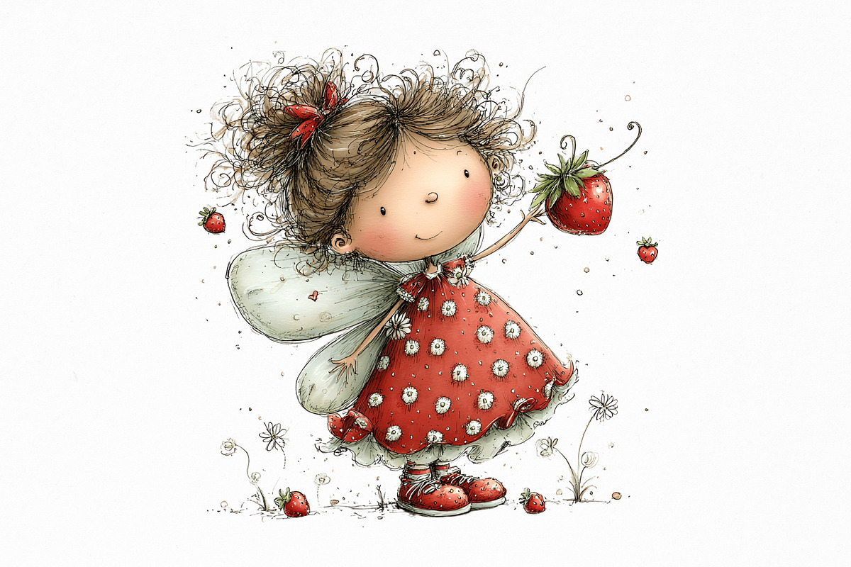 Cute Strawberry Girl Clipart, a Person Illustration by Nicolle's Colorful Art (Photo 3 of 9)