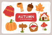 Autumn Clipart Vector Elements Set, an Object Graphic by Bilicube Studio (Thumbnail 1 of 3)