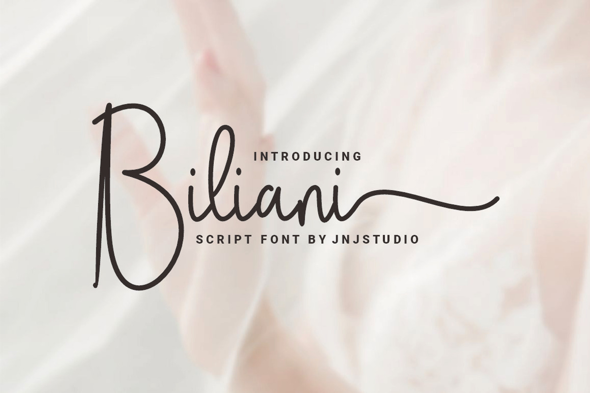 Biliani Script Font, a Script Font by JNJ Studio (Photo 1 of 9)