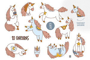 Little Unicorn Vector Clipart Set