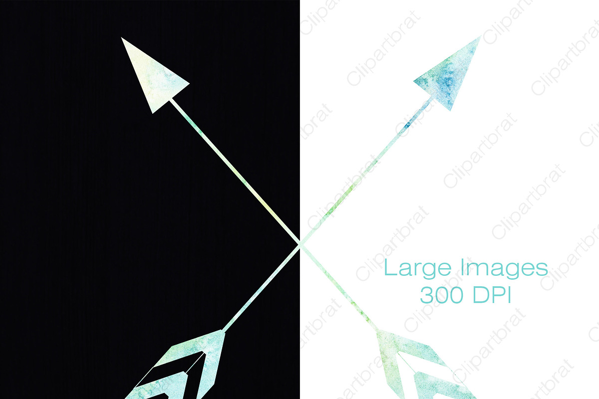 Mint Watercolor Arrow Graphics, a Texture Illustration by ClipartBrat ...
