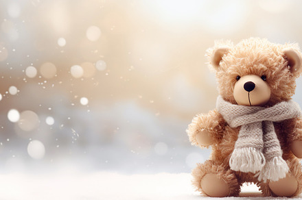 Playful Teddy Bear in a Winter Wonderland, a Holiday Photo by Iconogenic