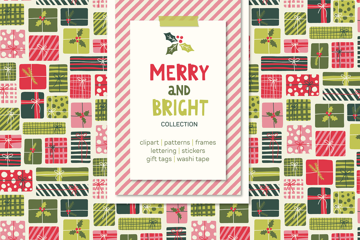 Retro Christmas Clipart and Patterns, a Pattern Graphic by PATTERNS etc. (Photo 1 of 10)