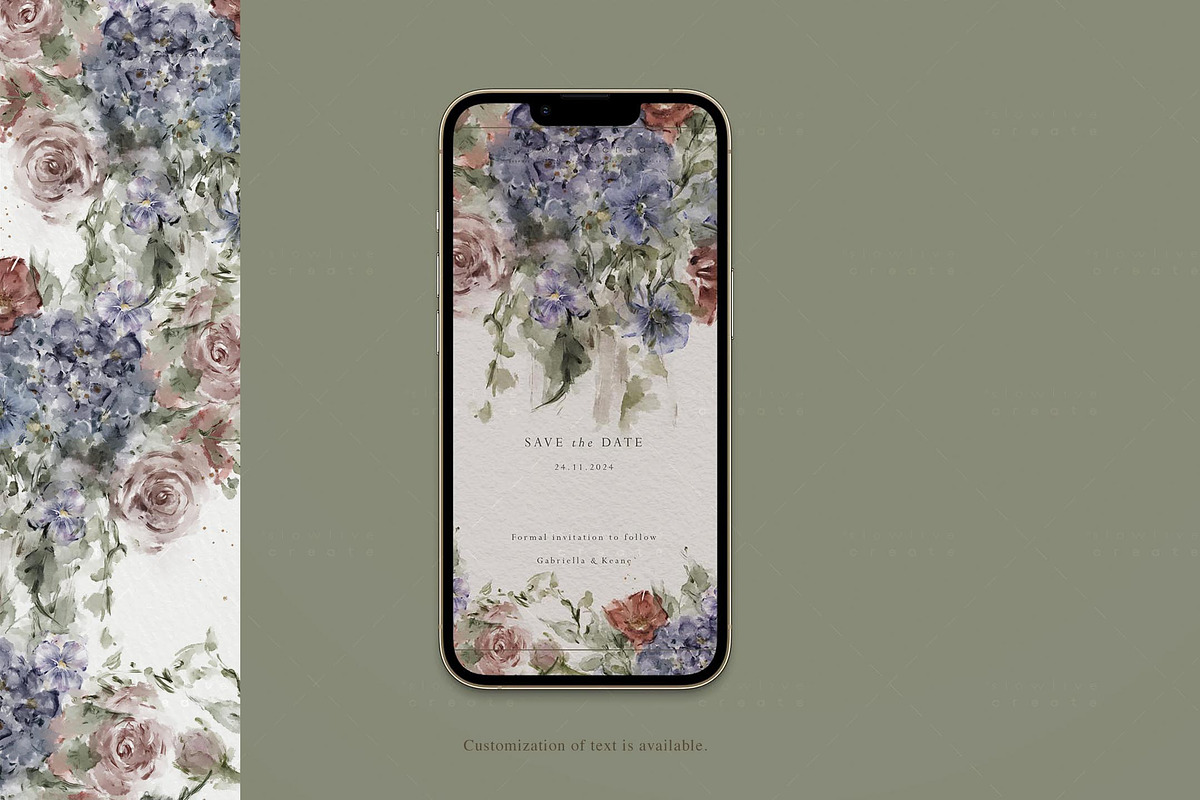 Gabriella Watercolor Florals Frames, a Stationery Template by slowlivecreate (Photo 3 of 6)