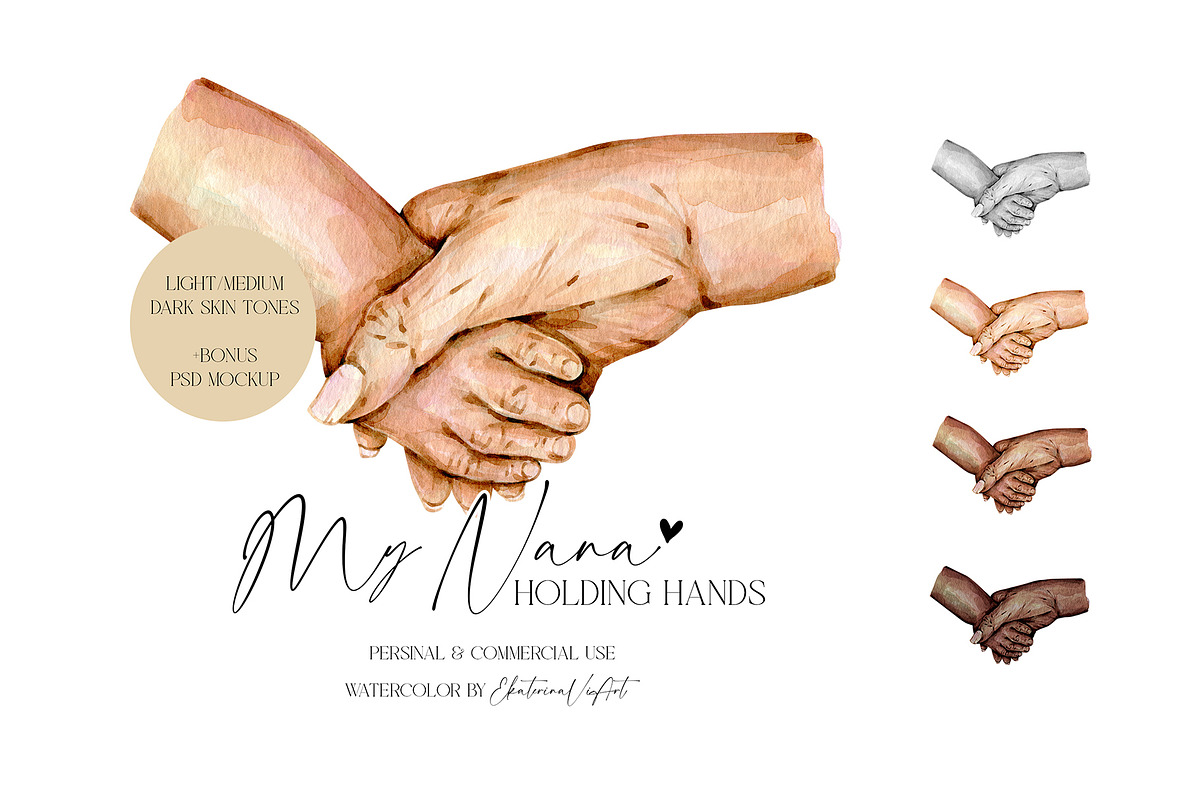 Grandmother and Child Holding Hands, a Person Illustration by EkaterinaViArt (Photo 1 of 5)