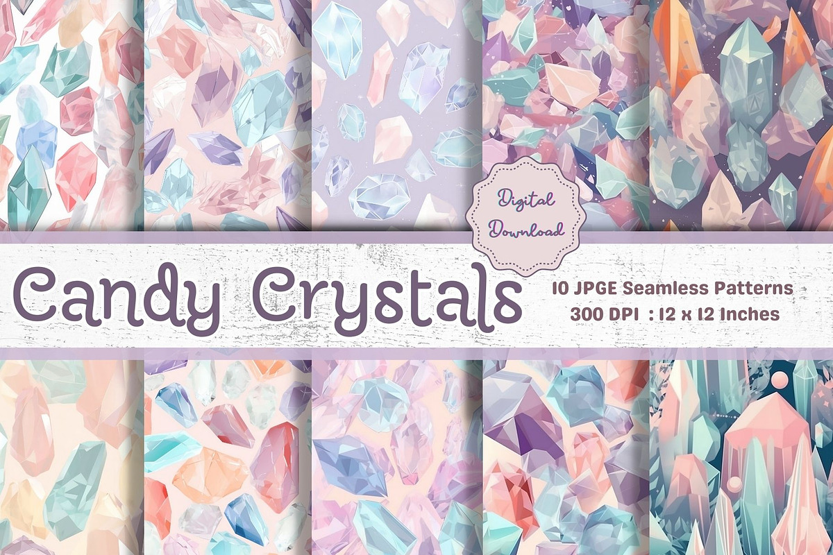 Candy Crystals Seamless Pattern, a Pattern Graphic by STUDIO CHOTI (Photo 1 of 4)