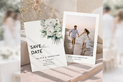 WhiteFloral Save the Date CanvaBD012, an Invitation Template by TyphoonStudio (Thumbnail 1 of 9)